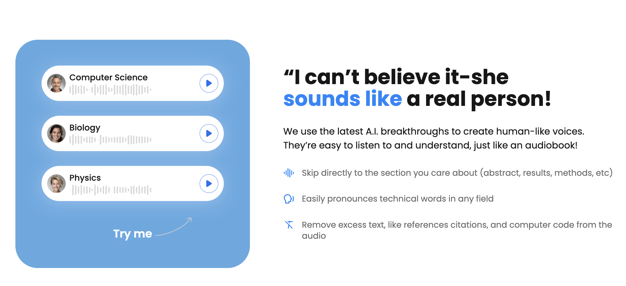 listening sounds like a real person